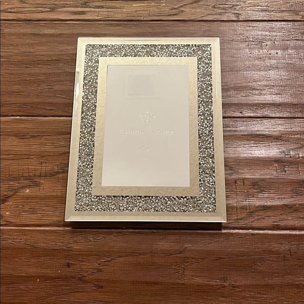Nanette Lepore Mirrored Silver Rhinestone Picture Frame 4” x 6”